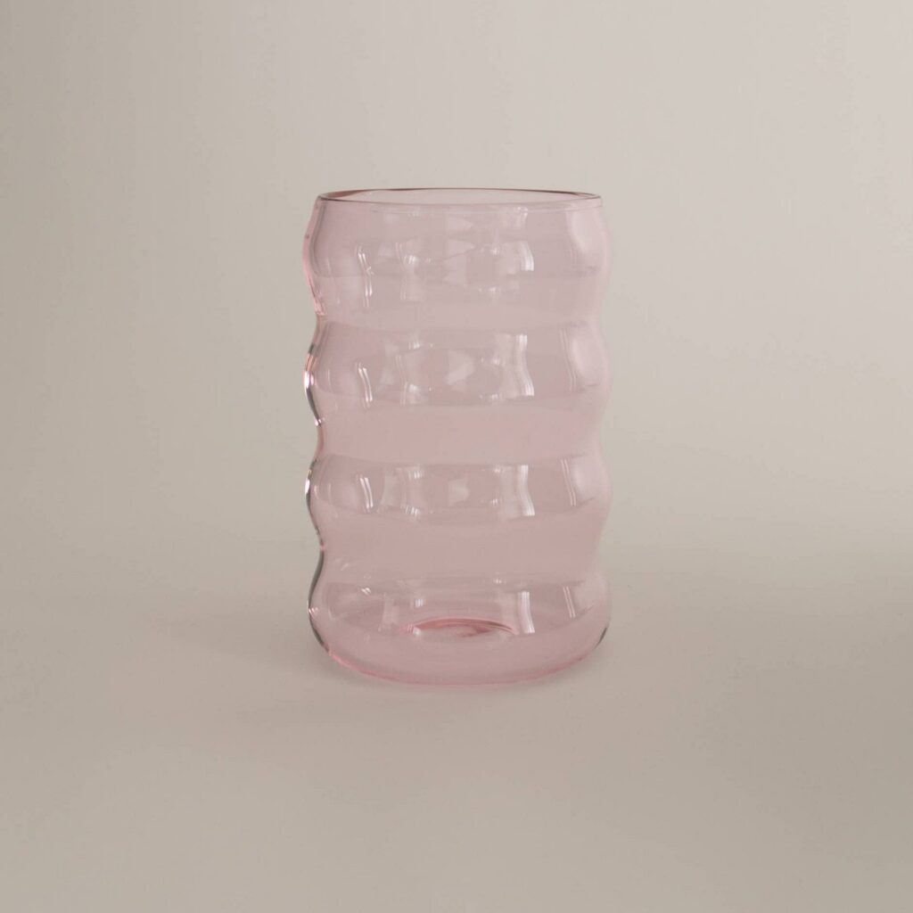Pink Ripple Borosilicate Drinking Tumbler 12 oz
