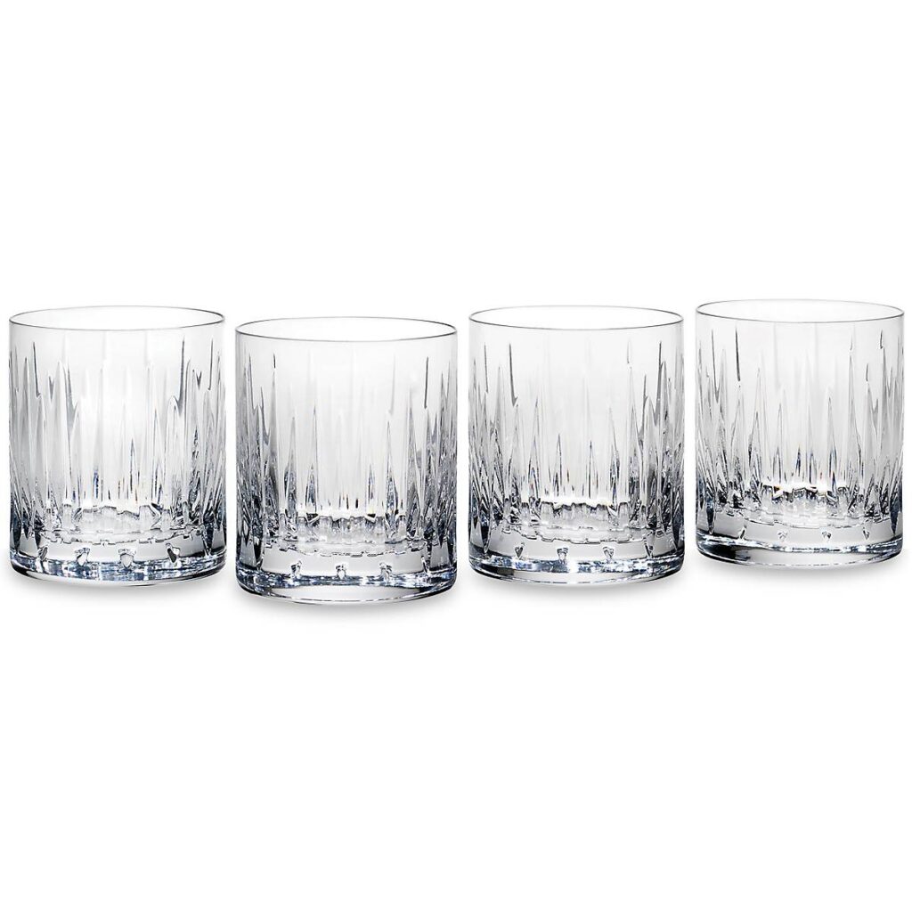 Radiating Cut Crystal Double Old Fashioned Glasses, Set of 4