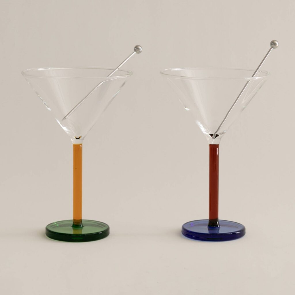 Two-Tone Cocktail Glass Pair - Yellow and Green